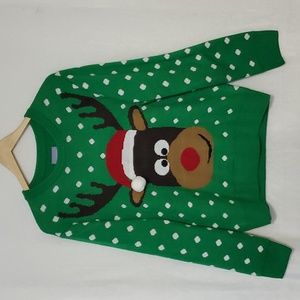 Laura Scott Raindeer with Christmas Hat and Snowflake Design Sweater Siz…